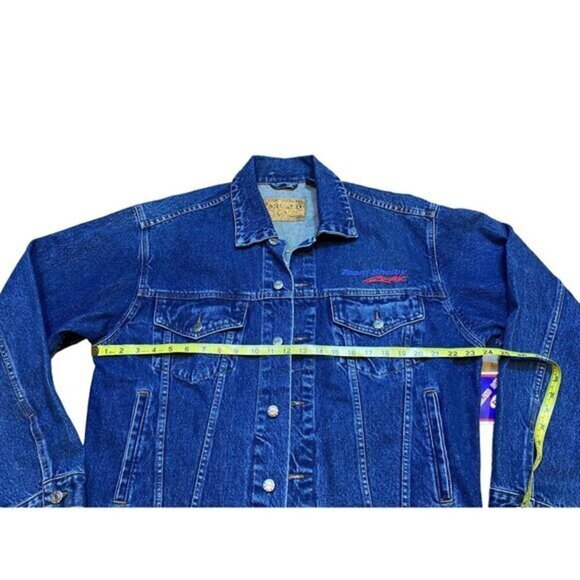 Vintage Milano Bay Team Shelby Blue Denim Jacket Large 100% Cotton - Picture 8 of 9